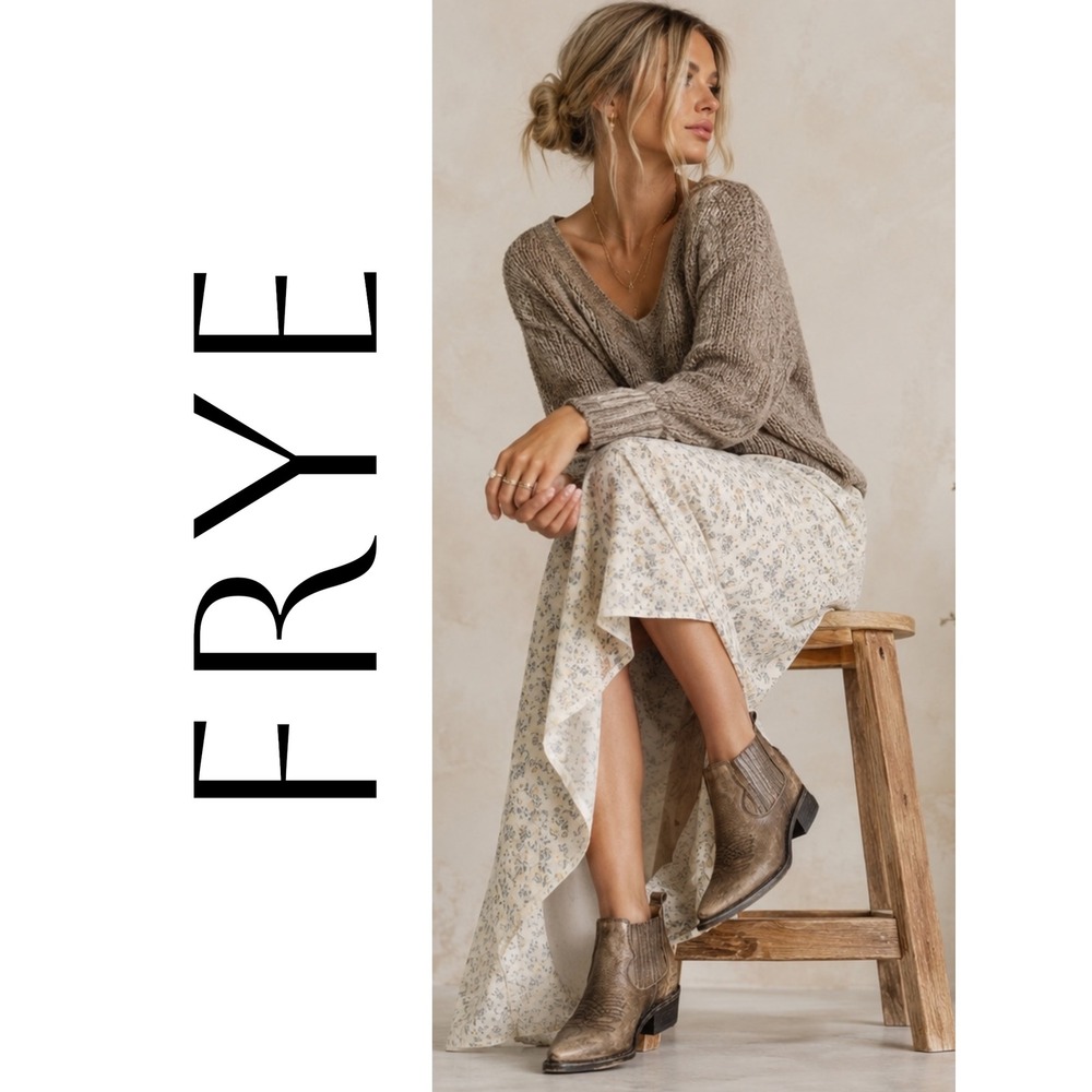 FRYE Billy Urban Cowboy Shooties Distressed Western Ankle‎ Boots 6.5